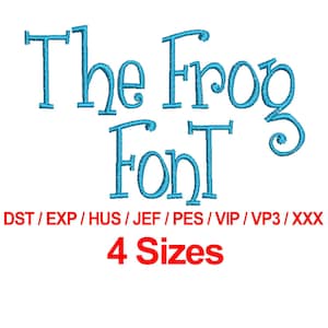 Lettertype The Frog - Machineborduurontwerplettertypen 4 maten alfabetten alle formaten - direct downloaden