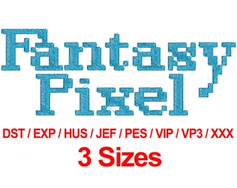 Fantasy Pixel - 3 Sizes Machine Embroidery Designs Fonts Alphabets All Formats - Instant Download