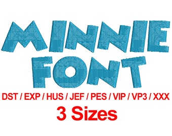 Minnie Font - 3 Sizes Machine Embroidery Designs Fonts Alphabets All Formats - Instant Downloads