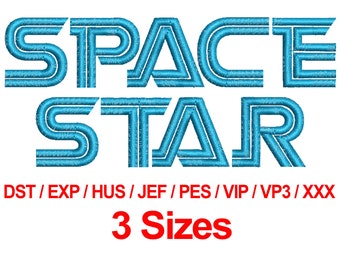 Space Star Font - Machine Embroidery Designs Fonts 3 Sizes Alphabets All Formats - Instant Download