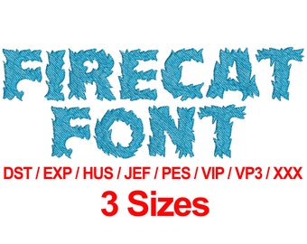 Firecat Font - 3 Sizes Machine Embroidery Designs Fonts Alphabets All Formats - Instant Download