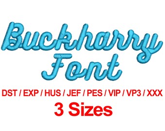 Buckharry Font - 3 Sizes Machine Embroidery Designs Fonts Alphabets All Formats - Instant Download