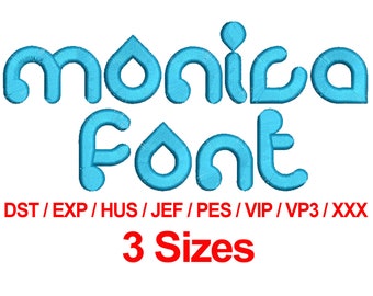 Monica Font - 3 Sizes Machine Embroidery Designs Fonts Alphabets All Formats - Instant Downloads