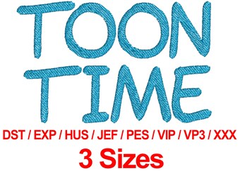 Toon Time Font - Machine Embroidery Designs Fonts 3 Sizes Alphabets All Formats - Instant Download