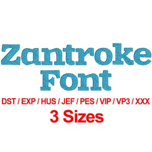 Lettertype Zantroke - ontwerplettertypen machineborduurwerk 3 maten alfabetten alle formaten - direct downloaden