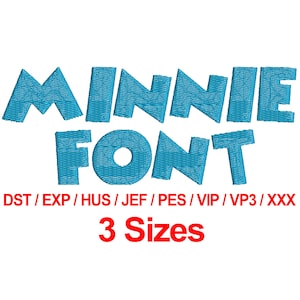 Minnie Font - 3 Sizes Machine Embroidery Design Fonts Alphabets All Formats - Instant Downloads