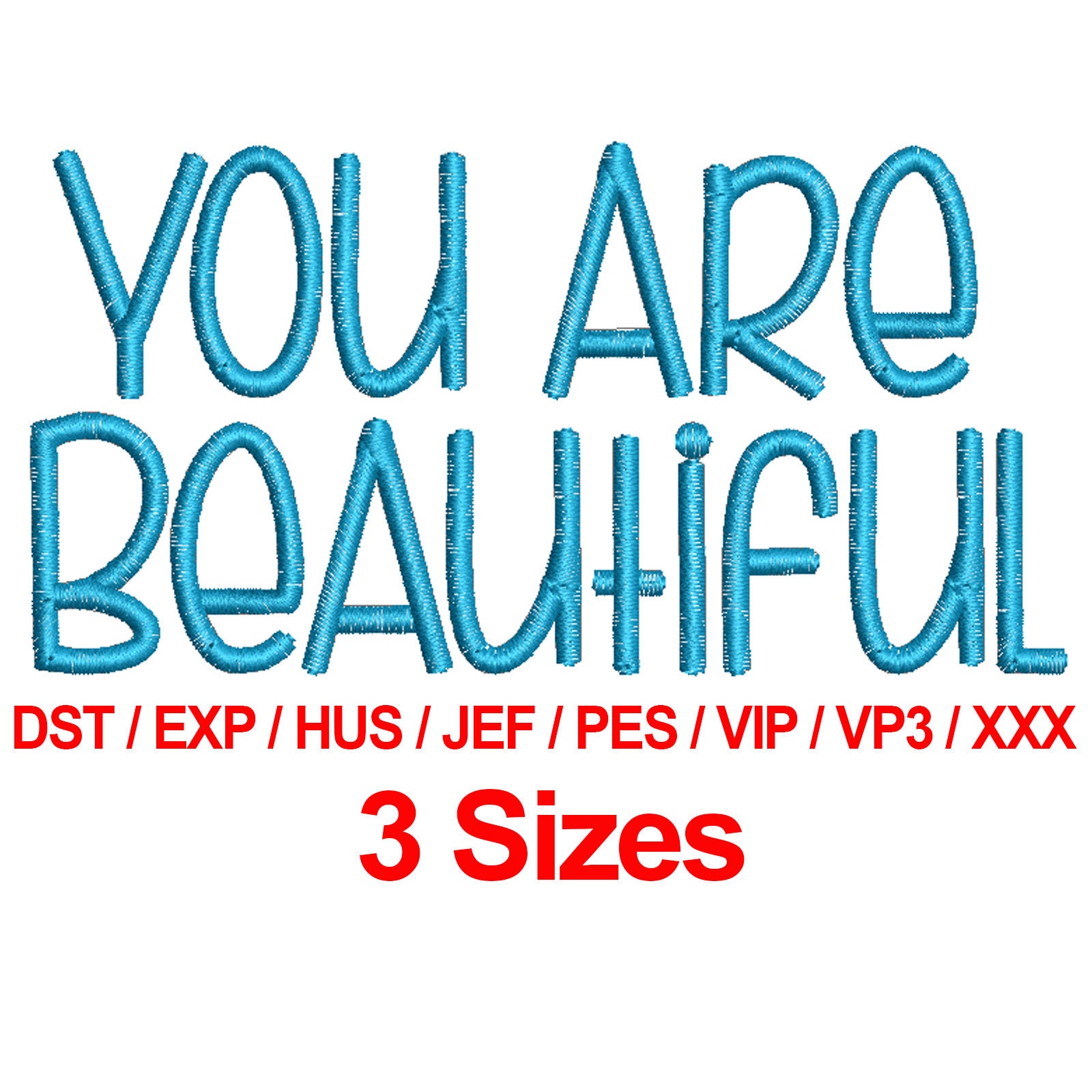 You Are Beautiful Font - Machine Embroidery Design Fonts 3 Sizes Alphabets  All Formats - Instant Download - Etsy