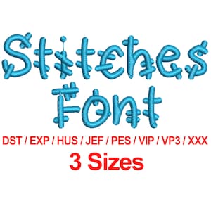 Stitches Font - Machine Embroidery Design Fonts 3 Sizes Alphabets All Formats - Instant Download