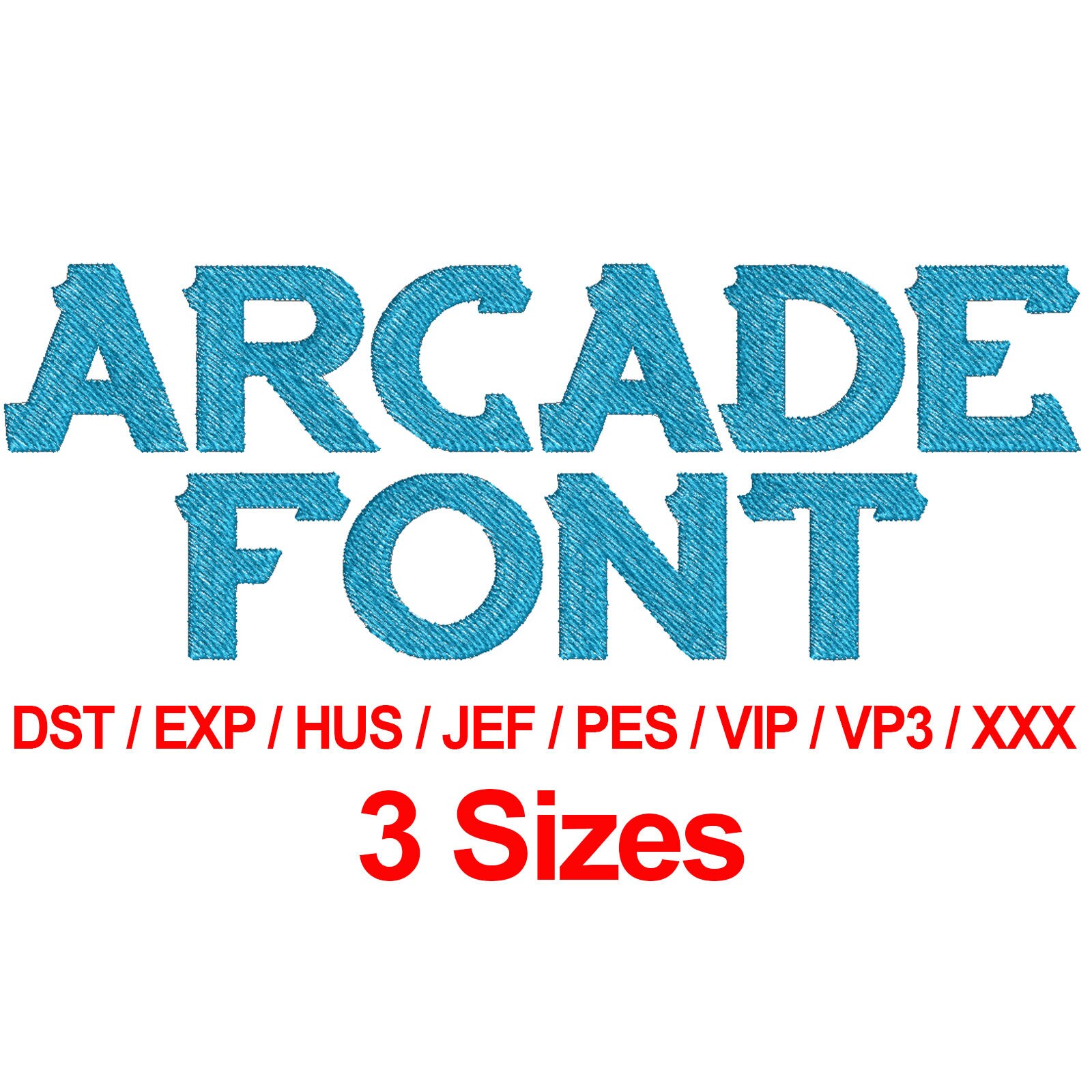 Arcade Font 3 Sizes Machine Embroidery Design Fonts Etsy