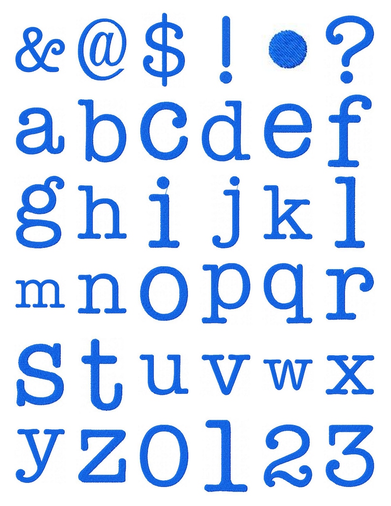 Typewriter Font Machine Embroidery Design Fonts 3 Sizes Etsy