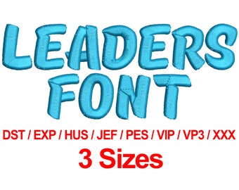 Leaders Font - 3 Sizes Machine Embroidery Design Fonts Alphabets All Formats - Instant Downloads