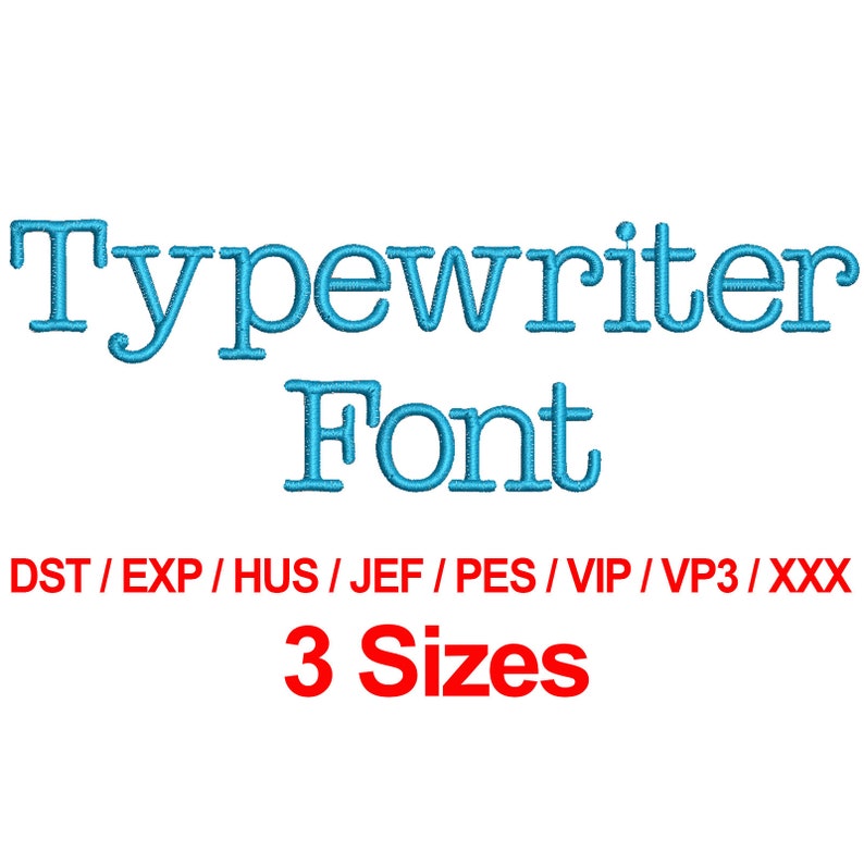 Typewriter Font Machine Embroidery Design Fonts 3 Sizes Etsy