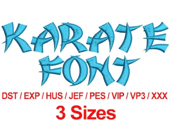 Karate Font - 3 Sizes Machine Embroidery Design Fonts Alphabets All Formats - Instant Downloads