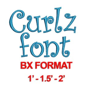 Curlz Font - 3 Sizes BX Embroidery Font, Machine Embroidery Font, BX Font - Best Seller Alphabets - Instant Download
