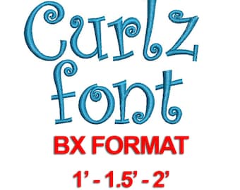 Curlz Font - 3 Sizes BX Embroidery Font, Machine Embroidery Font, BX Font - Best Seller Alphabets - Instant Download