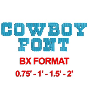 Cowboylettertype - 4 maten BX-borduurlettertype, lettertype machineborduurwerk, BX-lettertype - bestseller-alfabetten - direct downloaden