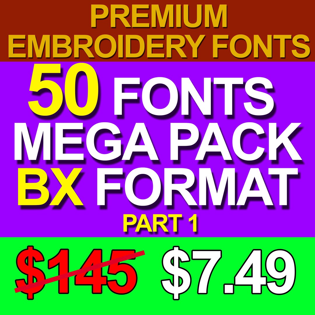 Premium Bundle 50 BX Embroidery Fonts, Machine Embroidery Font, BX Font Best Sellers Alphabets