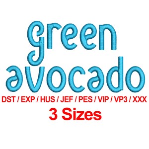 Green Avocado - 3 Sizes Machine Embroidery Design Fonts Alphabets All Formats - Instant Download