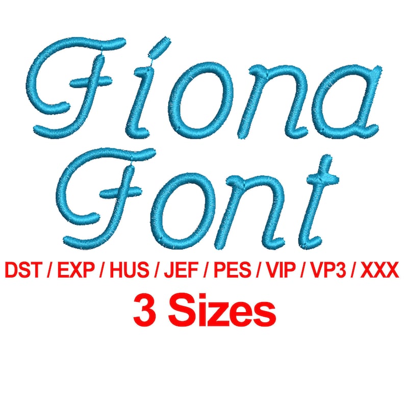 Feona Cursive Fiona Font - Machine Embroidery Designs Embroidery Fonts 3 Sizes Dst ...