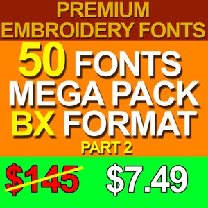 Premium Bundle 50 BX Machine Embroidery Design Fonts - Best Sellers Alphabets - BX Formats - Instant Download - Part 2
