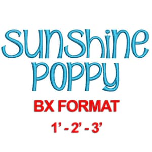 Sunshine Poppy Font - 3 Sizes BX Embroidery Font, Machine Embroidery Font, BX Font - Best Seller Alphabets - Instant Download