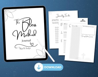 The BLESS Method Digital Journal Download – Decorate Your Own Cover | Christian Faith Prayer & Bible Study Journal PDF | Prayer Journal