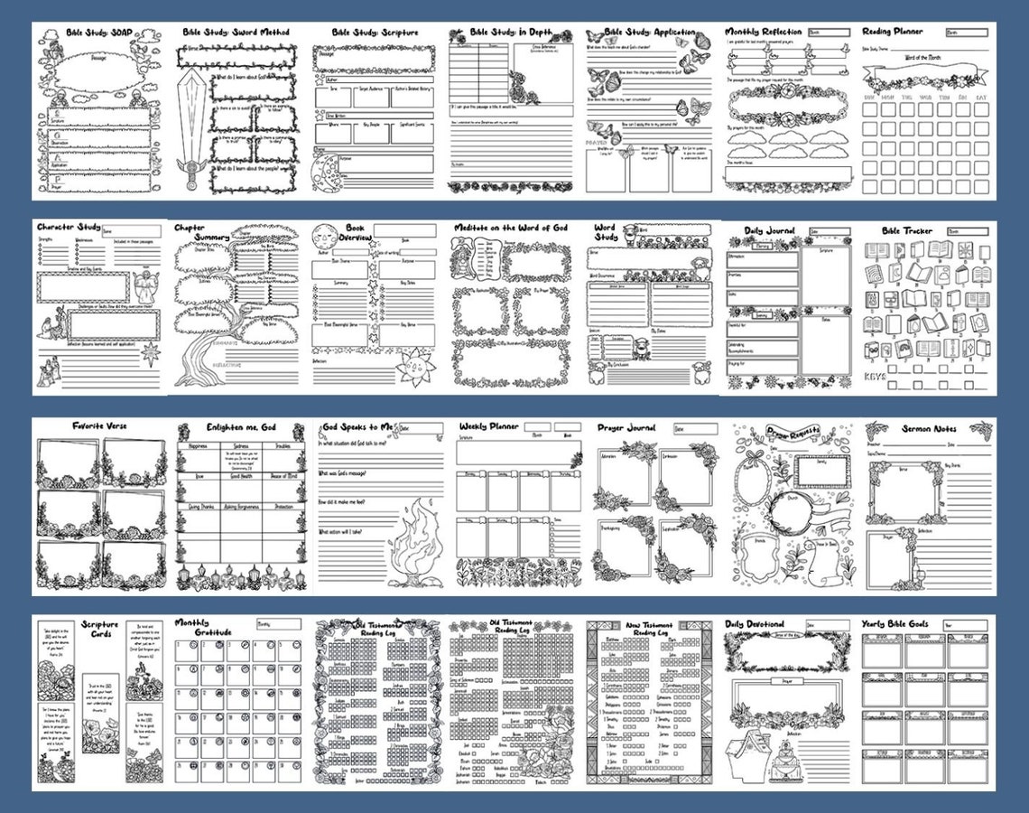 Bible Themed Printable Coloring Pages and Planner 30 Pages Download ...