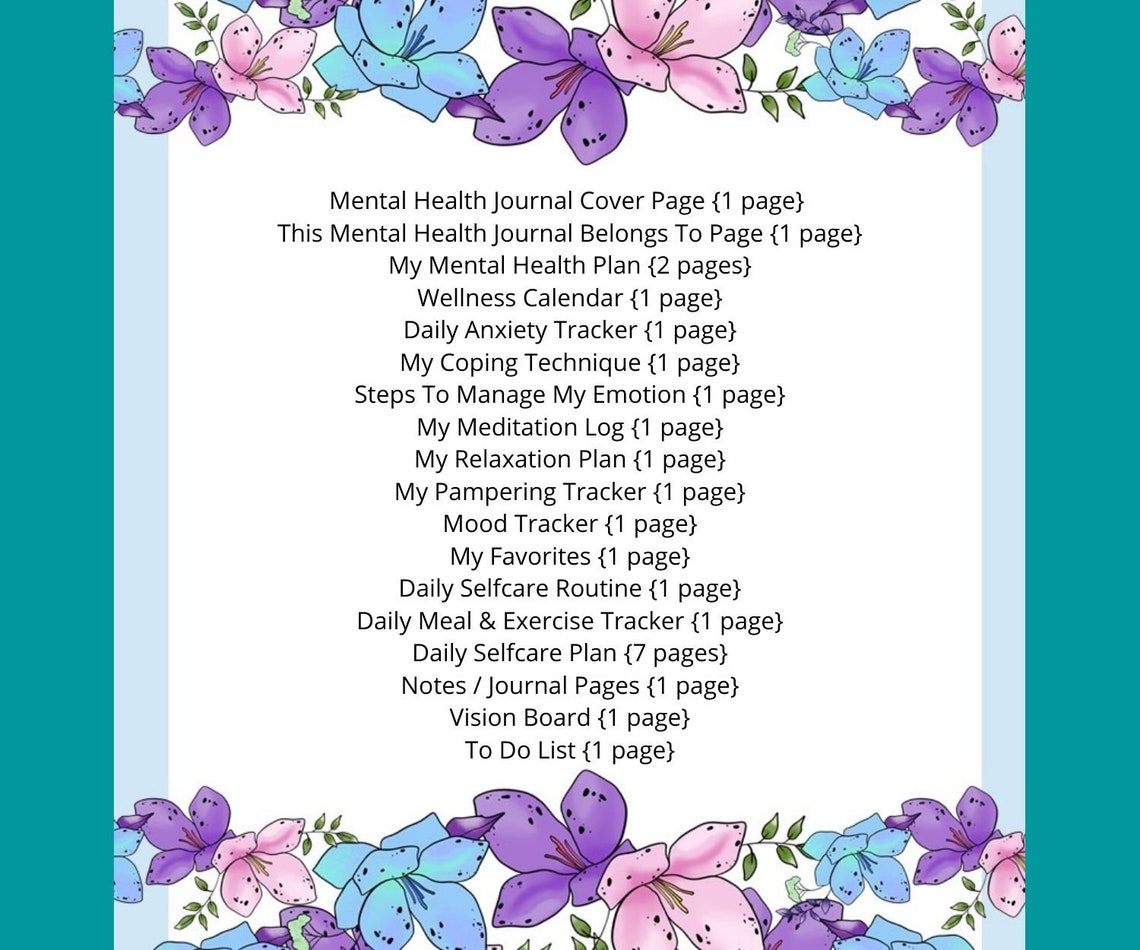 Mental Health Journal Printable Download | Self-care Therapy Digital ...