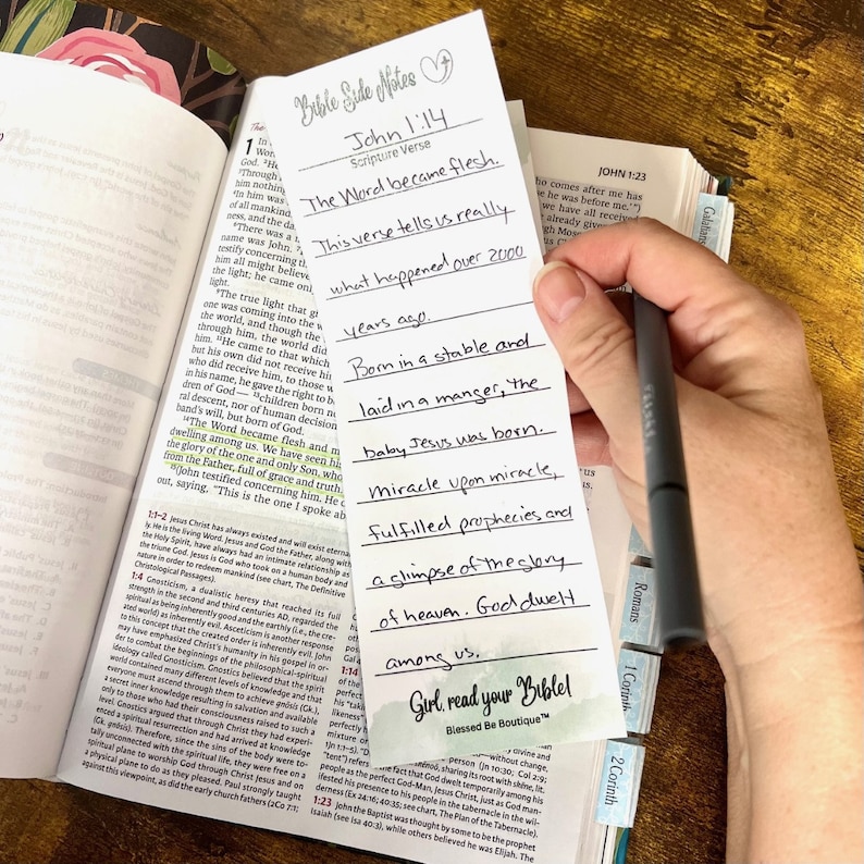 Scripture Stick Notes Green Bible Side Notes W/ Lines | Bible Post-it Notes | Bible Sticky ...