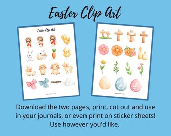 Christian Easter Clipart Files | PNG Files | Easter Bible Bundle for Journaling | Printable Sticker Sheet