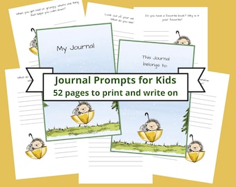 Hedgehog Journal Prompts für Studenten und Kinder | 52 wöchentliche Fragen zur Verbesserung der Schreibfähigkeiten