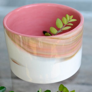 Handmade Ceramic Pottery Planter Succulent Pots, Pink Plant Pot Indoor Home Decor, flower pot gift, housewarming gifts ,fun pottery planters