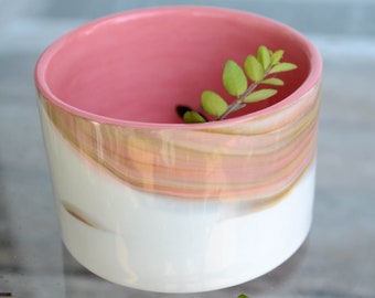 Handmade Ceramic Pottery Planter Succulent Pots, Pink Plant Pot Indoor Home Decor, flower pot gift, housewarming gifts ,fun pottery planters