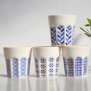 NEW Handmade Ceramic Espresso Cups set , Blue Pottery Coffee Cups, Retro Japan Style, 4 oz-6 oz, Perfect for Coffee Lovers, coffee bar ideas