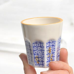 Vintage Style Blue Pottery Coffee Cups,Handmade Ceramic Espresso Set,Retro Japan Design,4-10 oz,Perfect for Coffee Lovers & Coffee Bar Ideas