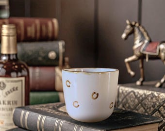 Personalized Equestrian Mug, Horseshoe Design, Custom Name Gift, 6oz