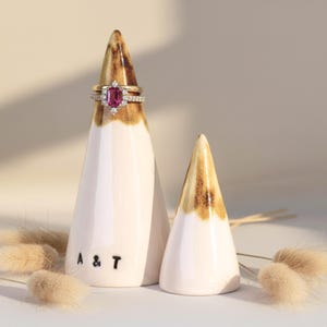 Personalized Ring Cone – Ceramic Jewelry Holder – Custom Initials – Wedding Gift – Minimalist Ring Stand