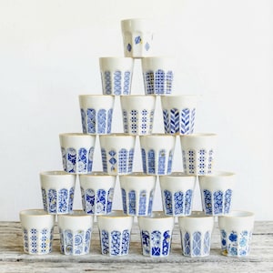 Tasse à expresso en céramique faite main, porcelaine à motifs bleus, 4 oz