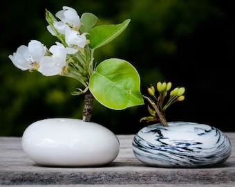 Jarrón de cerámica para ikebana hecho a mano, cuenco floral con forma de piedra esmaltada