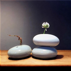 Porcelain Ikebana Vase: Minimalist Zen Ceramic Bowl,Wabi Sabi Decor
