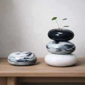 Handmade Porcelain Ikebana Vase: Japandi Wabi Sabi Floral Bowl