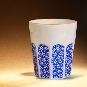 Blue Pottery Espresso Cup perfect for Coffee Lover Gift. Handmade Ceramic Cup Wildflower mug 4 oz-6 oz-10 oz, Retro Japan Style