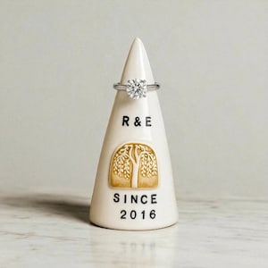 Personalized Ceramic Ring Holder Cone, 9th Anniversary Gift