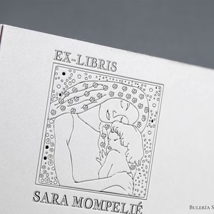 Alfons Mucha Boekstempel, moeder en zoonstempel, ex libris-stempel, bibliotheekstempel, ex-librisstempel, ex-libris-rubberstempel, art deco