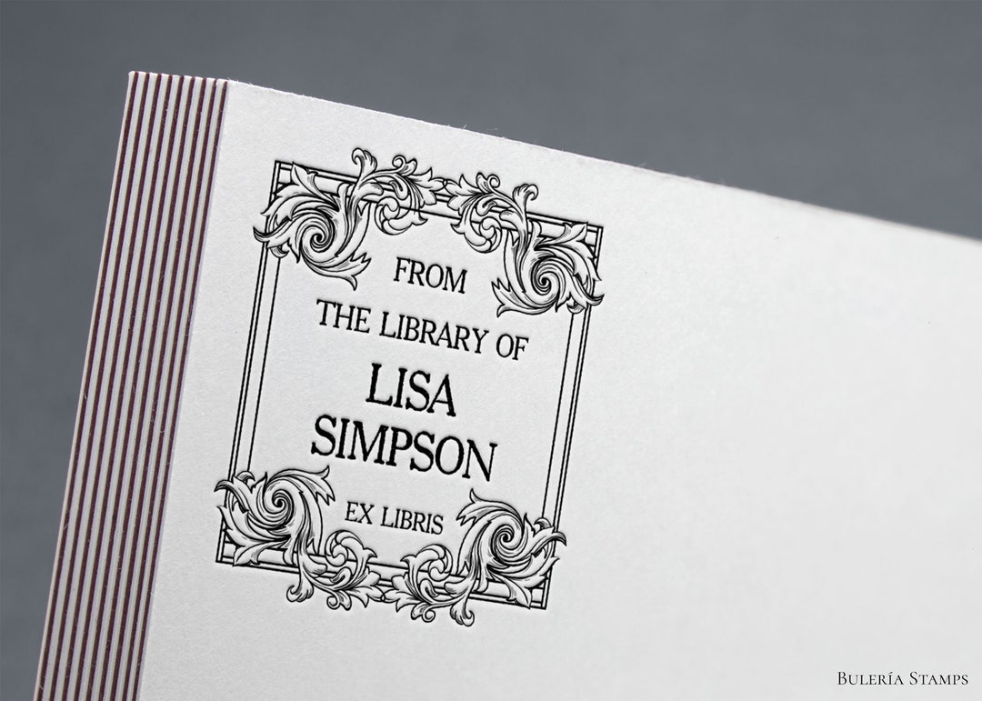 Vintage Frame Stamp Ex Libris, Book Stamp, Ex Libris Stamp, Library