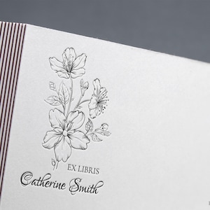 Jazmin-bloemen, boekstempel, ex-librisstempel, aangepaste rubberstempel, bibliotheekstempel, ex-librisstempel, ex-librisstempel
