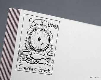 Hobbit Door, Lord of the Rings, Book stamp, ex libris stamp, Library Stamp, Ex-Libris Rubber Stamp, bookplate stamp, custom rubber stamp