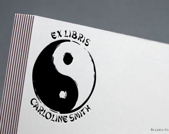 YING YANG Ex libris, book stamp, Library Stamp, Ex-Libris Rubber Stamp, lithography stamp, custom rubber stamp, bookplate stamp