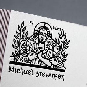 Gleichnis vom Schaf, Biblie Stempel, Ex Libris Stempel, Bibliothek Stempel, Ex Libris Stempel, Ex Libris Stempel, Exlibris Stempel