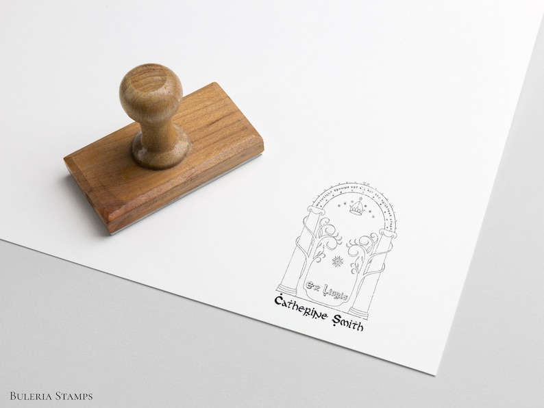 Book stamp, Doors of Durin, Lord of the Rings, ex libris stamp, Library Stamp, Ex-Libris Rubber Stamp, bookplate stamp, custom rubber stamp image 3